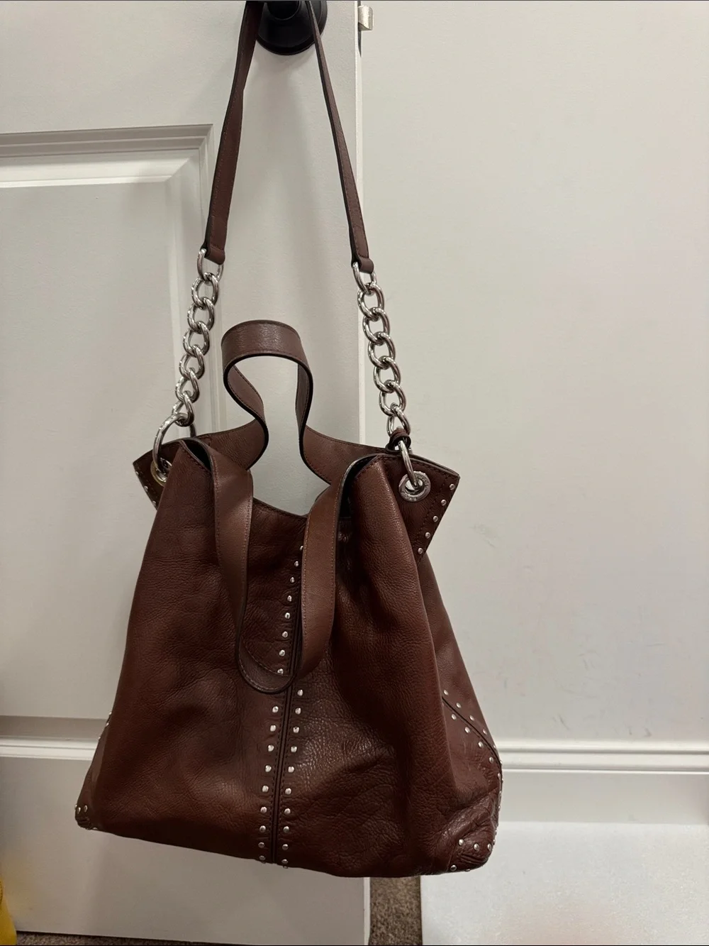 Michael Michael Kors Astor studded leather shoulder hobo bag purse